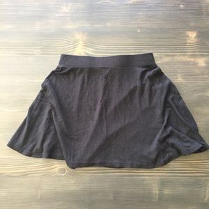 Black ribbed mini cotton skirt